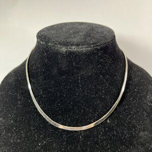 Vintage Mexican Sterling Silver 925 Round Choker Collar Necklace Hook Latch 15g
